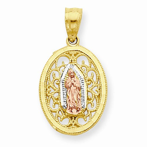 10k Gold Two-tone Our Lady of Guadalupe pendant, Beautiful Pendants for Necklace