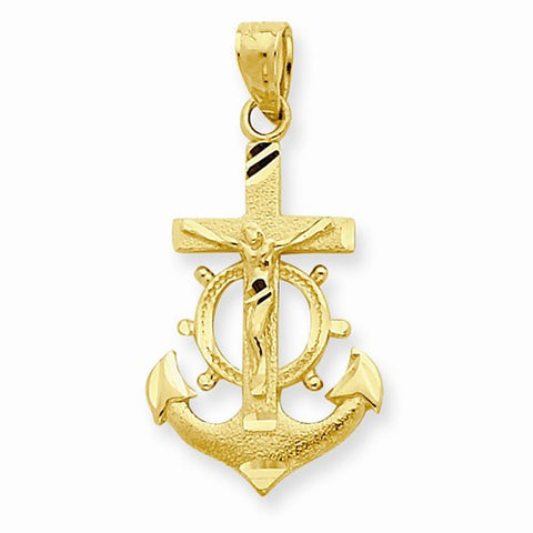 10k Yellow Gold Mariner Crucifix Pendant, Pendants for Necklace