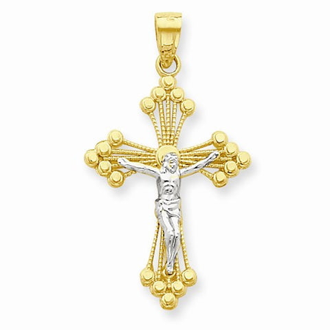 10k Yellow Gold & Rhodium Crucifix pendant, Adorable Pendants for Necklace