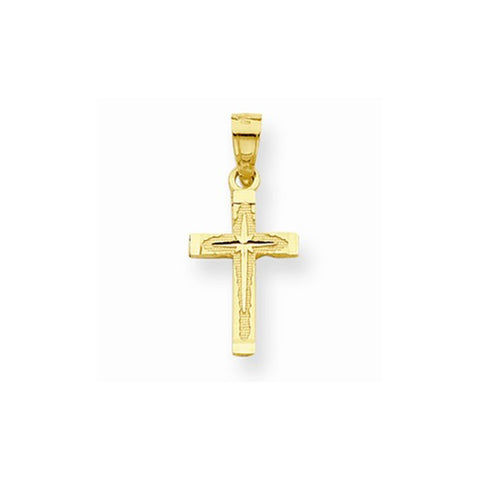 10k Yellow Gold Diamond-Cut Cross pendant, Dazzling Pendants for Necklace