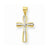 10k Yellow Gold & Rhodium Diamond-Cut Cross pendant, Pendants for Necklace
