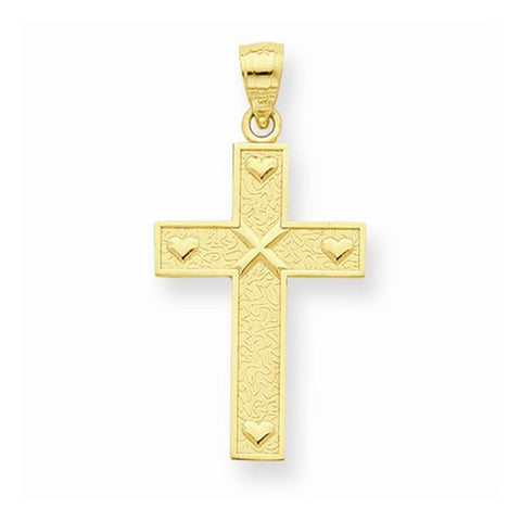 10k Yellow Gold Cross with God Loves Me on Reverse Pendant, Pendants for Necklace