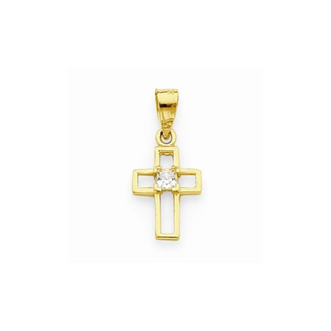 10k Yellow Gold Small CZ Cross pendant, Dazzling Pendants for Necklace