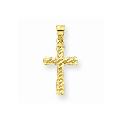 10k Yellow Gold Diamond-Cut Cross Pendant, Pendants for Necklace