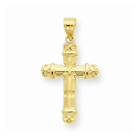 10k Yellow Gold Fleur de Lis Cross Pendant, Pendants for Necklace