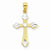 10k Yellow Gold & Rhodium Budded Cross pendant, Charm