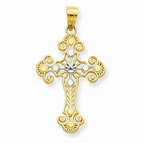 10k Yellow Gold & Rhodium Cross pendant, Exquisite Pendants for Necklace