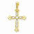 10k Yellow Gold & Rhodium Budded Cross pendant, Pretty Pendants for Necklace