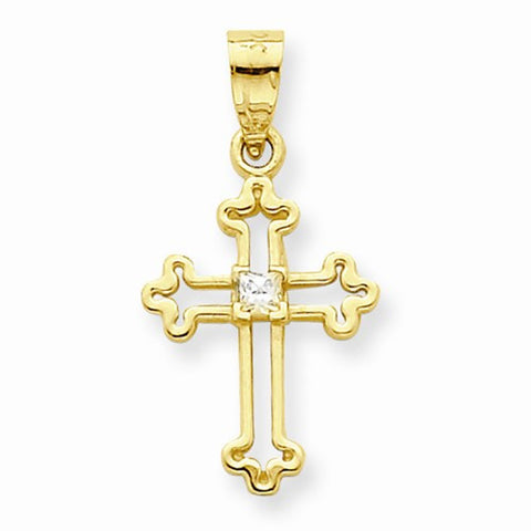 10k Yellow Gold Small CZ Cross pendant, Lovely Pendants for Necklace