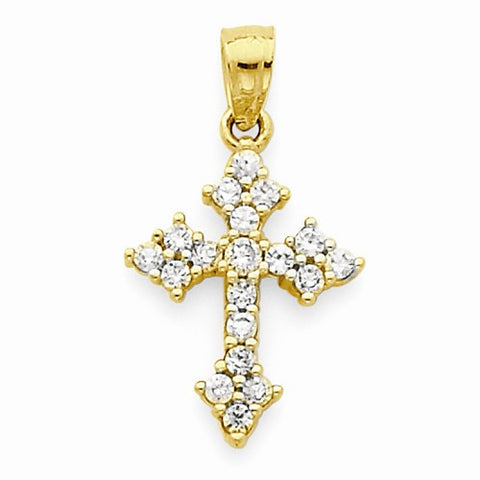 10k Yellow Gold CZ Passion Cross Pendant, Pendants for Necklace