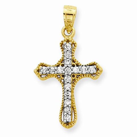10k Yellow Gold CZ Filigree Cross pendant, Classy Pendants for Necklace