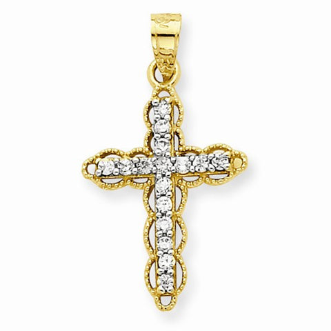 10k Yellow Gold CZ Filigree Cross pendant, Alluring Pendants for Necklace