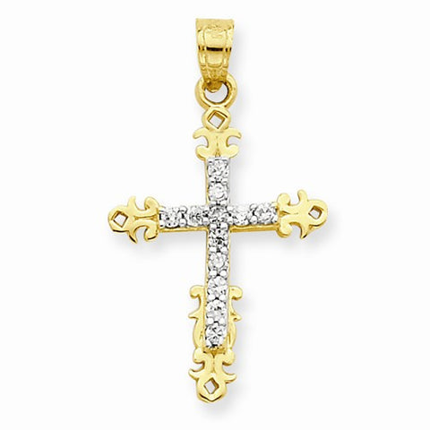 10k Yellow Gold CZ Cross Pendant, Appealing Pendants for Necklace