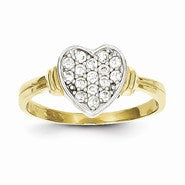 10k Yellow Gold & Rhodium CZ Heart Ring