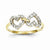 10k Yellow Gold Double Heart CZ Ring