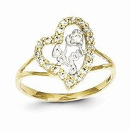 10k Yellow Gold & Rhodium I Love You CZ Heart Ring