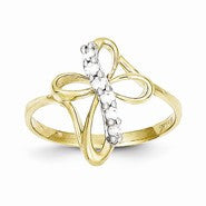 10k Yellow Gold CZ Cross Ring