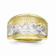 10k Yellow Gold & Rhodium Womens Last Supper Ring