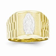10k Yellow Gold & Rhodium Men's Our Lady of Guadalupe Ring