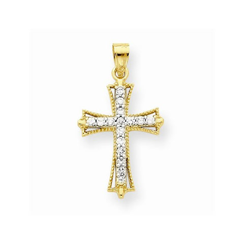 10k Yellow Gold CZ Filigree Cross Pendant, Adorable Pendants for Necklace