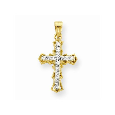 10k Yellow Gold CZ Filigree Cross pendant, Dazzling Pendants for Necklace