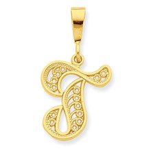 10k Yellow Gold Initial T Charm hide-image