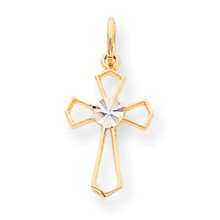 10k Gold Yellow & Rhodium Cross Charm hide-image