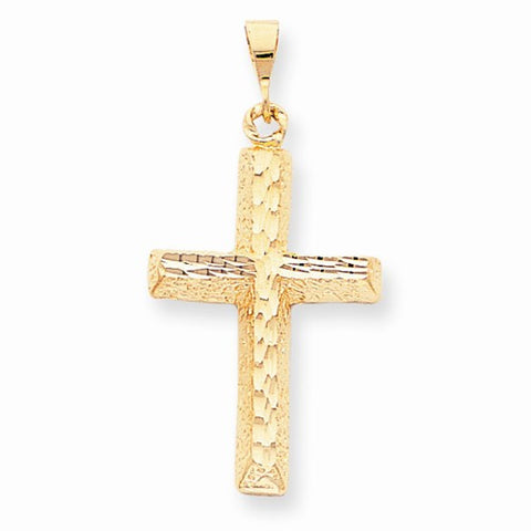 10k Yellow Gold Diamond-cut Cross Pendant, Pendants for Necklace