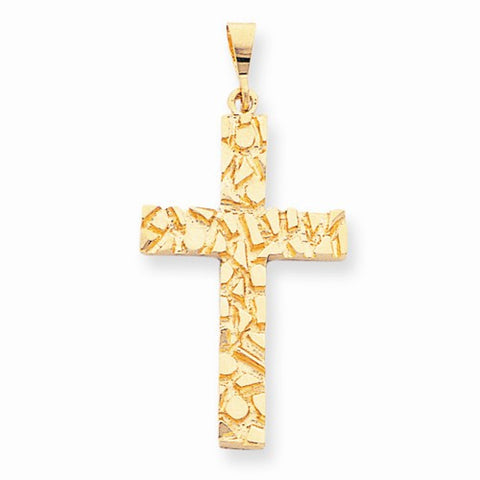 10k Yellow Gold Polished Nugget Cross Pendant, Pendants for Necklace