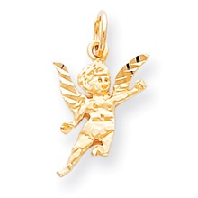 10k Yellow Gold Solid Satin Angel Charm hide-image