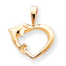 10k Yellow Gold DOLPHIN & HEART Charm hide-image