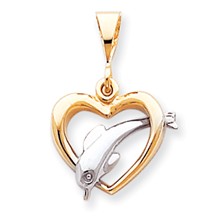 10k Gold Two-tone Dolphin & Heart Charm hide-image