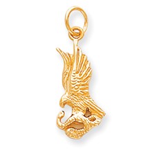 10k Yellow Gold Solid Polished Eagle with Serpent Charm hide-image