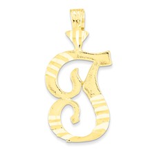 10k Yellow Gold Initial T Charm hide-image