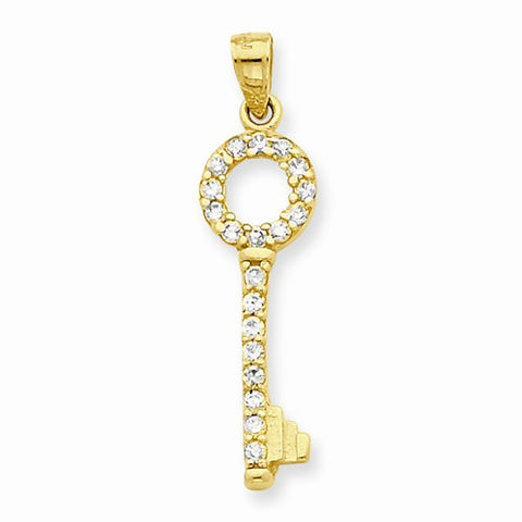 10k Yellow Gold CZ Key pendant, Dazzling Pendants for Necklace