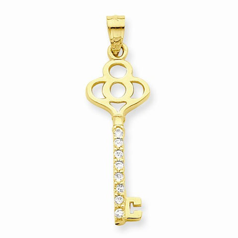 10k Yellow Gold CZ Key pendant, Delightful Pendants for Necklace