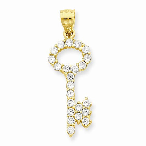 10k Yellow Gold CZ Key pendant, Exquisite Pendants for Necklace