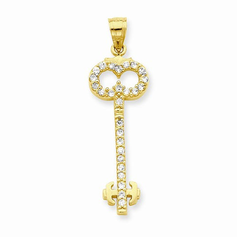 10k Yellow Gold CZ Key pendant, Pendants for Necklace