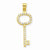 10k Yellow Gold CZ Key pendant, Pretty Pendants for Necklace