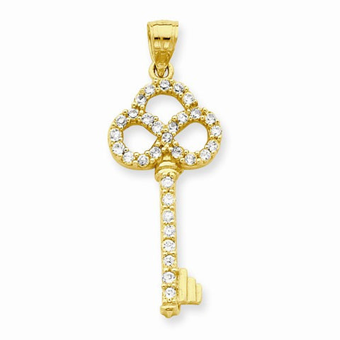 10k Yellow Gold CZ Key pendant, Gorgeous Pendants for Necklace