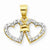 10k Yellow Gold CZ Double Heart pendant, Classy Pendants for Necklace