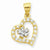 10k Yellow Gold CZ Heart & Flower pendant, Appealing Pendants for Necklace