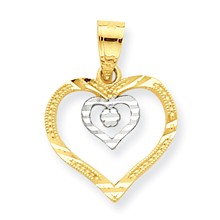 10k Yellow Gold & Rhodium Heart Charm hide-image