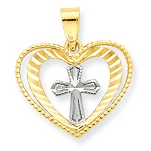 10k Yellow Gold & Rhodium Heart w/Cross Charm hide-image