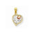 10k Gold Two-tone & White Rhodium I Love You CZ Heart Pendant, Pendants for Necklace