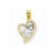 10k Yellow Gold & Rhodium I Love You CZ Heart pendant, Exquisite Pendants for Necklace