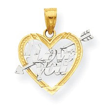 10k Yellow Gold & Rhodium I Love You Heart Charm hide-image