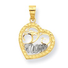 10k Yellow Gold & Rhodium Mom Heart Charm hide-image