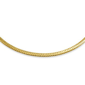 10K Yellow Gold Polished Flat Ribbed Omega, 17 inch, Jewelry Chains and Necklace