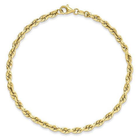 10Kt Yellow Gold Polished Diamond-Cut Rope Bracelet